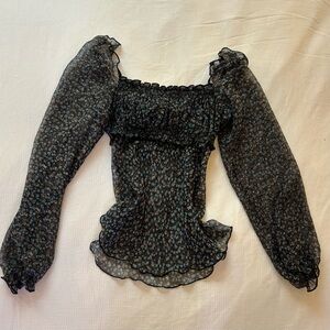 2/$20 🩷- Y2K Floral Sheer Long Sleeve Top